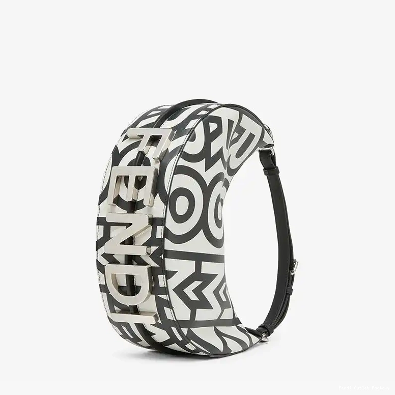 Affordable HOT In White Capsule Black Fendigraphy Fendi Bag Roma Hobo Leather Fendi Small 0618